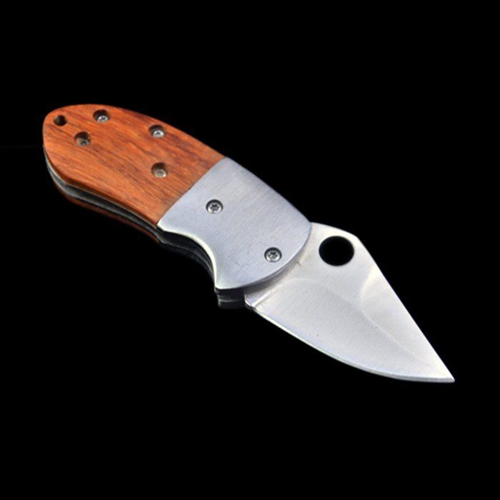 [25% OFF] Portable Wooden Handle Mini Folding Key Knife | Rosegal