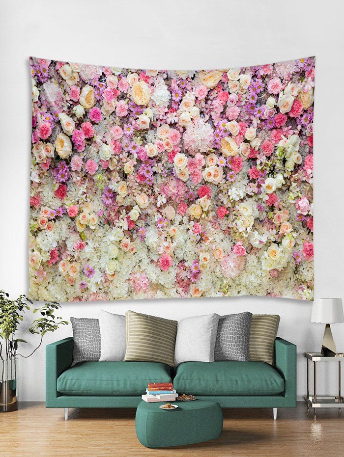 27 Off Flowers Print Tapestry Wall Hanging Art Decor Rosegal Flowers Print Tapestry Wall Hanging Art Decor W91 X L71 Inch