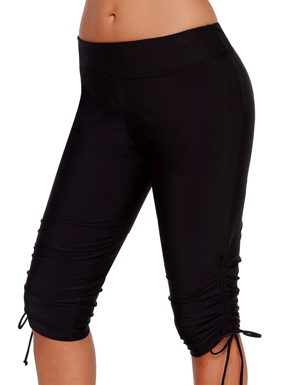 

Side Cinched High Waist Swim Bottom, Black