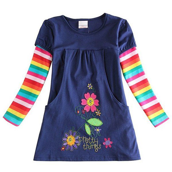 

Children's European American Long-sleeved Princess Dress, Deep blue