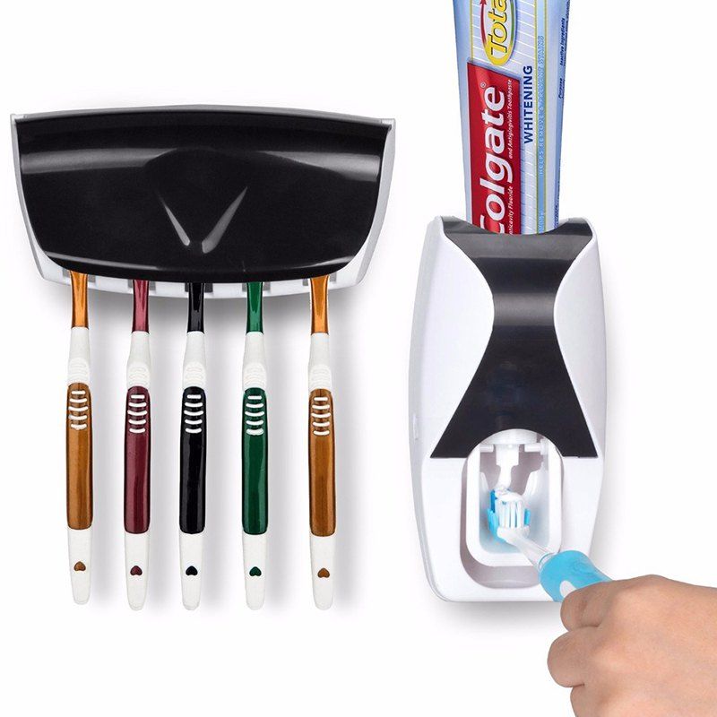 

Dust-proof Automatic Toothpaste Toothbrush Holders Washing Set, Black