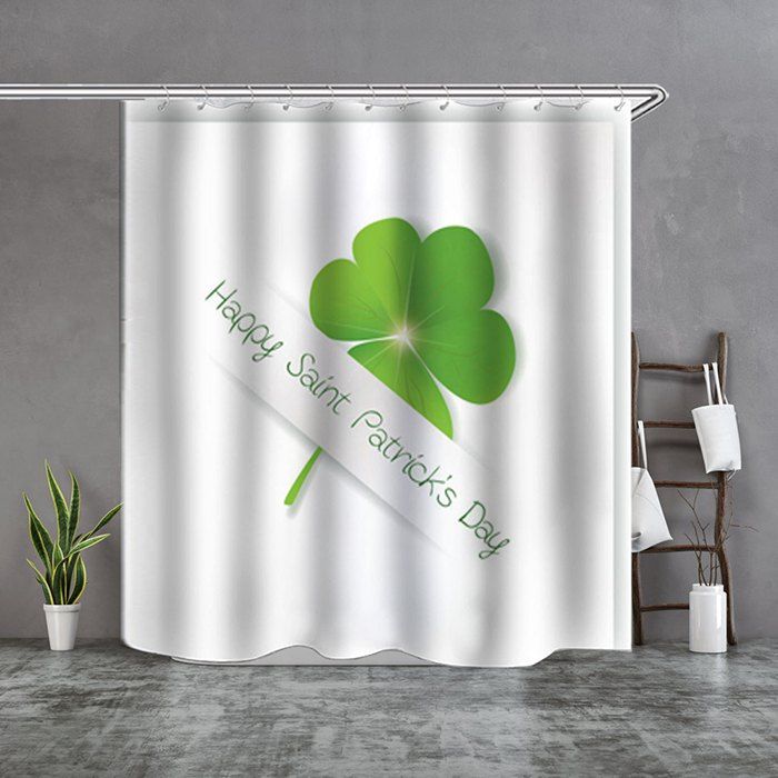 Clover White Background Shower Curtain