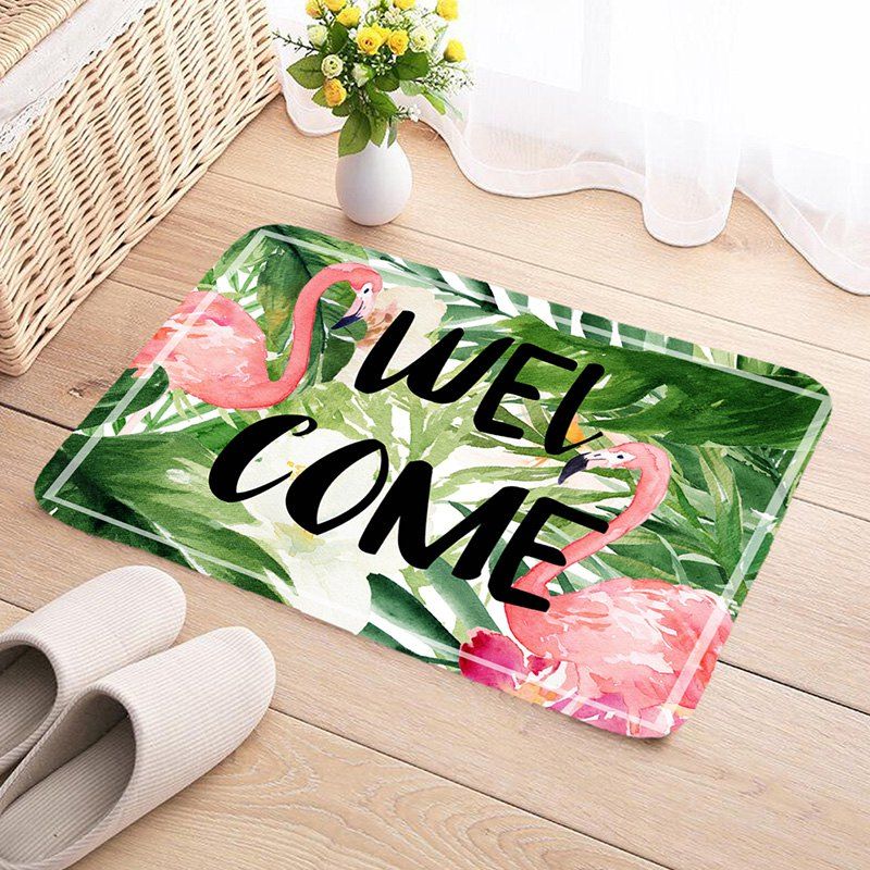 

Shanghaojupin Flamingo Flower Flannel Anti-slip Floor Mat, Medium forest green