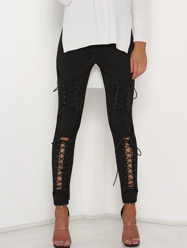 

Corns Hollowed Out Tights Pencil Trousers, Black