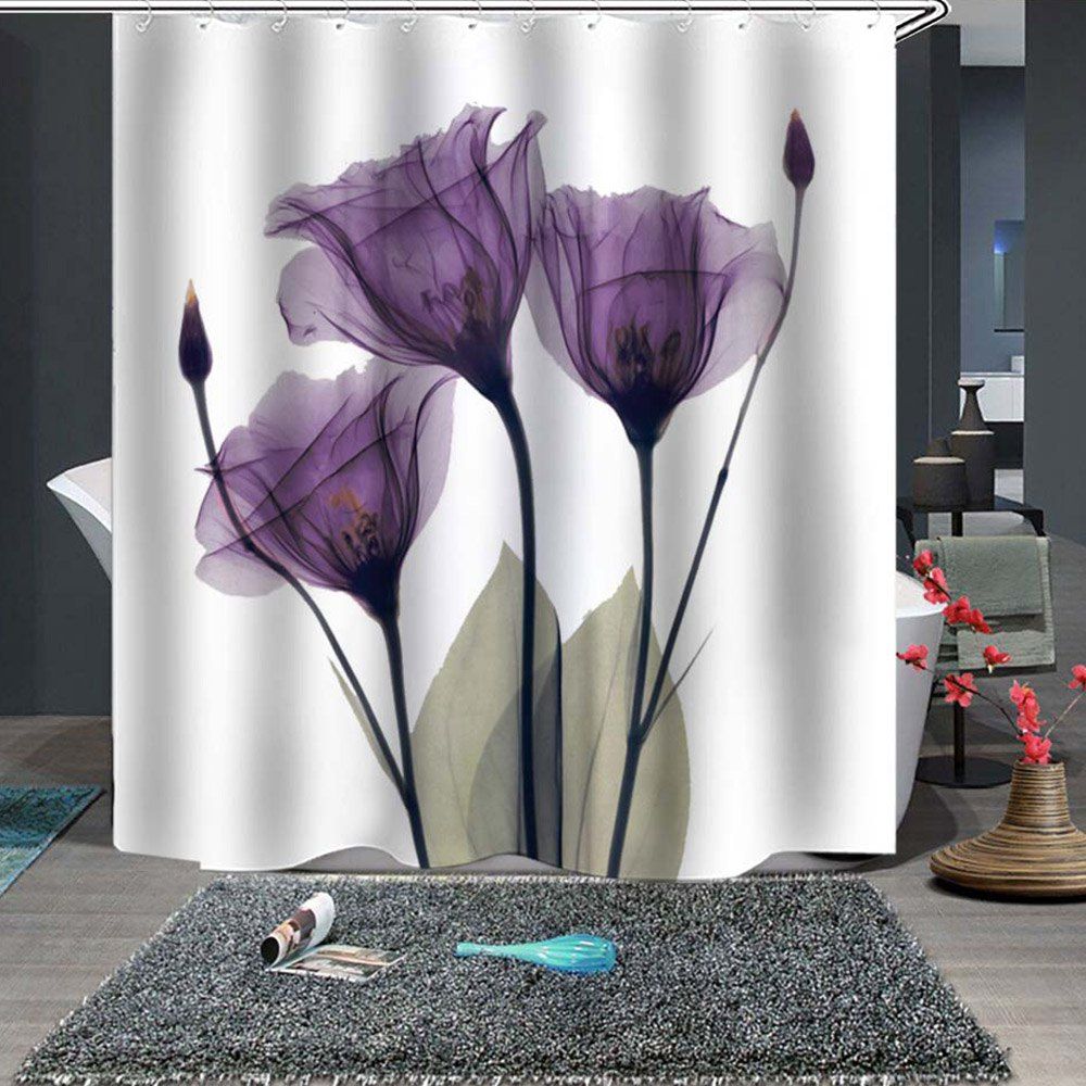 

Purple Flowers Fine Shower Curtain, Multi