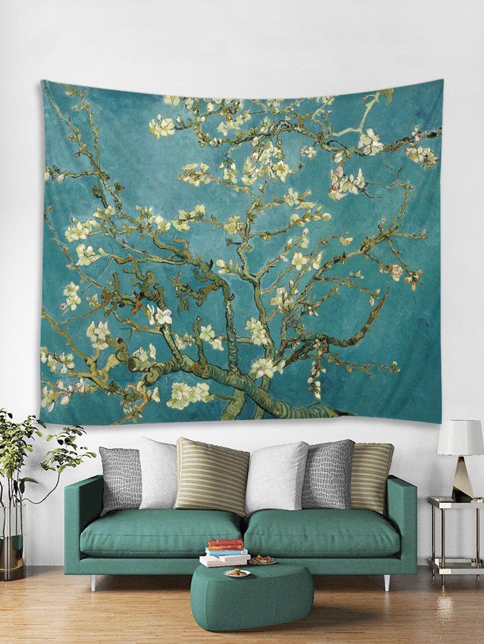 

Oil Painting Flower Tapestry Art Decoration, Dark turquoise