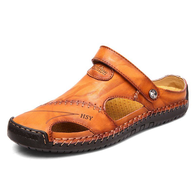 

Men Beach Casual Sandals Breathable Lightweight Super Comfortable, Golden brown