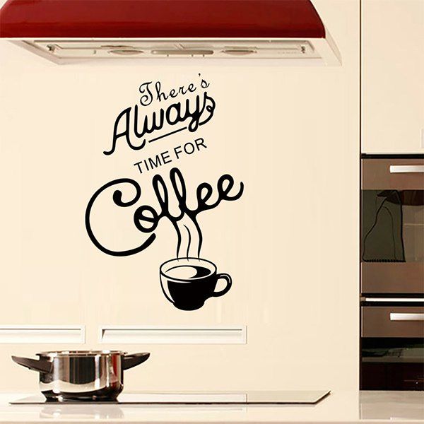 

DX093 Letters Coffee Cup Pattern Wall Sticker, Black