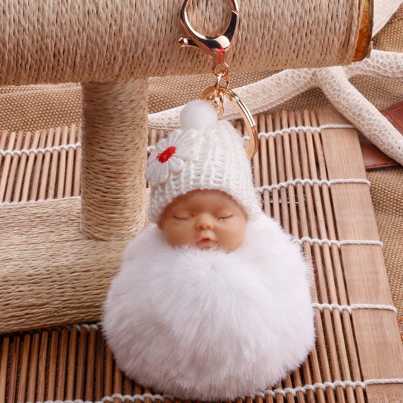 

Women Trinket Keychain Ring Jewelry Gift On Bag, White