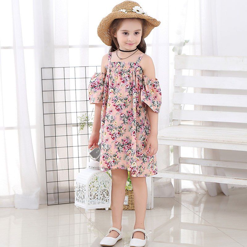 

1131 Girl Floral Fashion Slip Dress, Cherry red