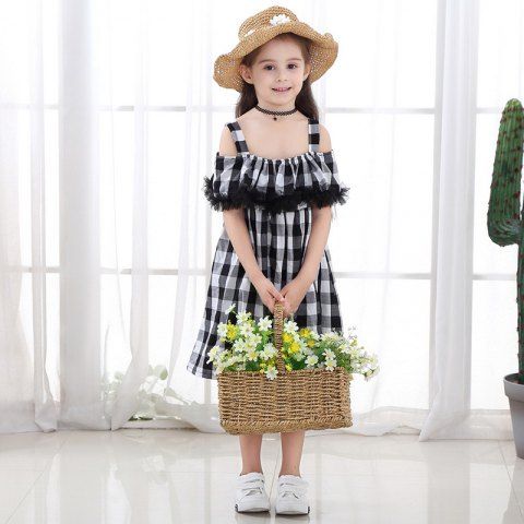 black dress with white squares