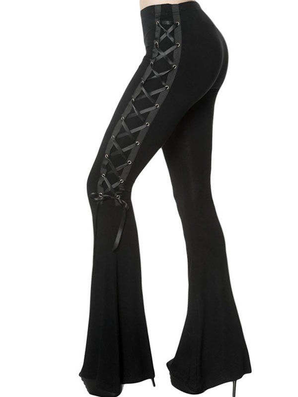 Sale DT0058 Casual Solid Color Slim Side Wide-leg Pants for Women  