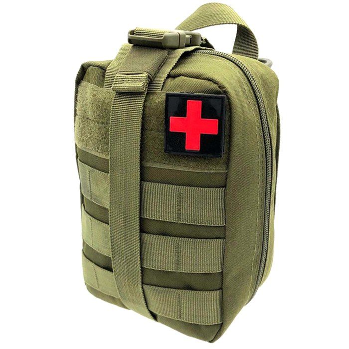 

Outdoor Sports Emergency First Aid Kit Travel Lifesaving Pounch, Army green