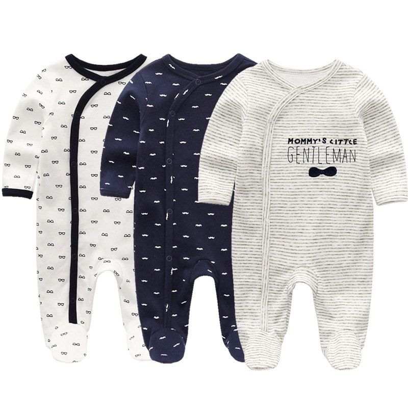 

KIDDIEZOOM Baby Long Sleeve Romper 3pcs, Multi-a