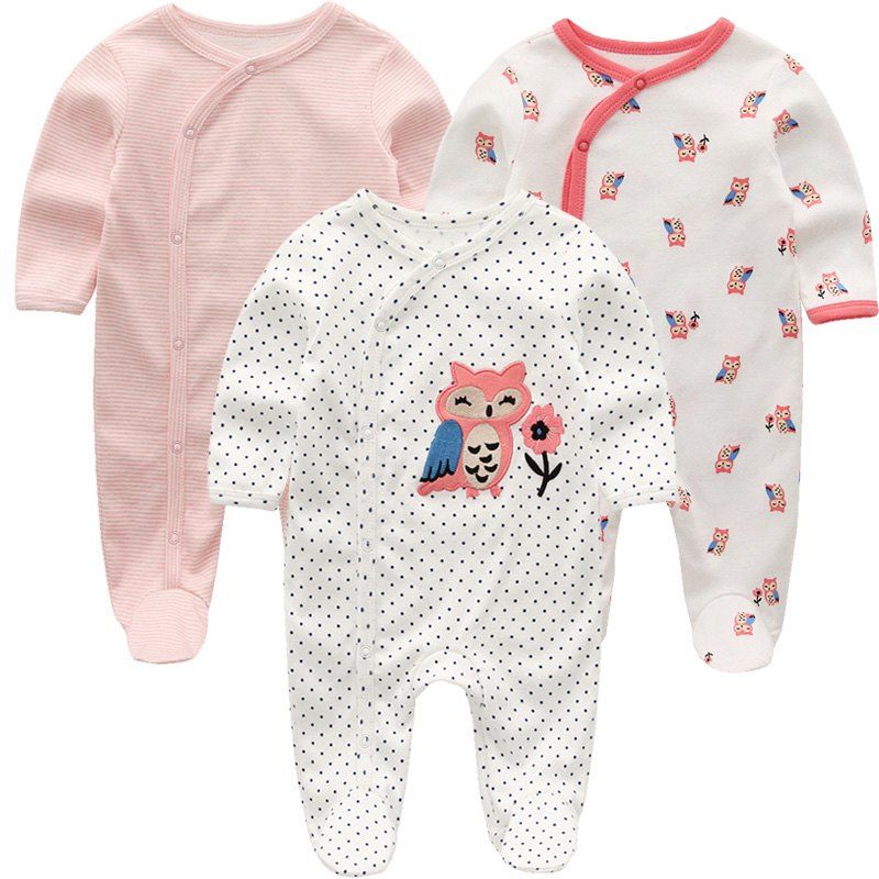 

KIDDIEZOOM Baby Long Sleeve Romper 3pcs, Multi-c