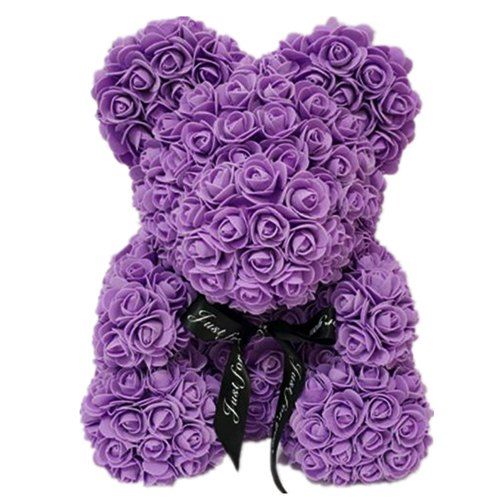 

Valentine Day Gift Artificial PE Rose Bear Wedding Party Decoration Everlasting Flower, Purple