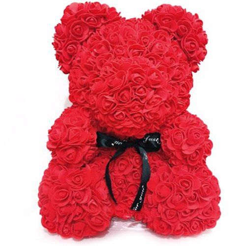 

Valentine Day Gift Artificial PE Rose Bear Wedding Party Decoration Everlasting Flower, Red