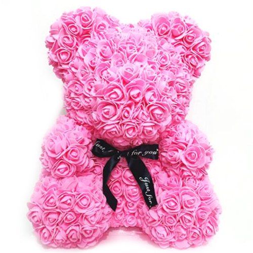

Valentine Day Gift Artificial PE Rose Bear Wedding Party Decoration Everlasting Flower, Pink