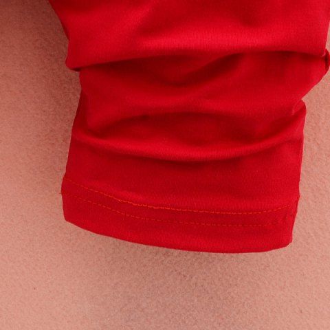 

Striped Panda Short-sleeved Overalls Children Sports Suit, Red