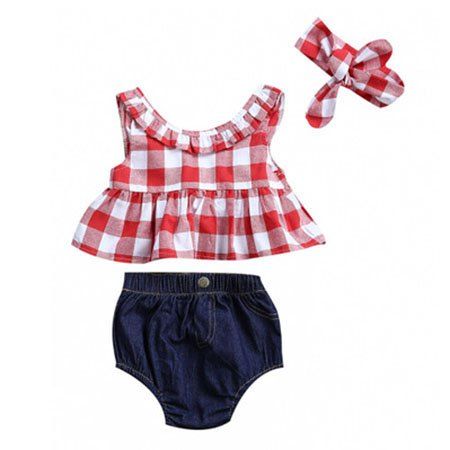 

Girl Bow Plaid Split Suit, Red