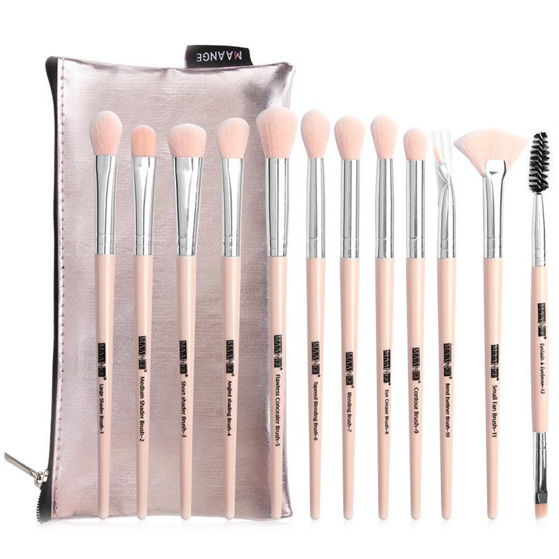 

MAANGE MAG5729sb Makeup Brush with Storage Bag 12pcs, Light pink