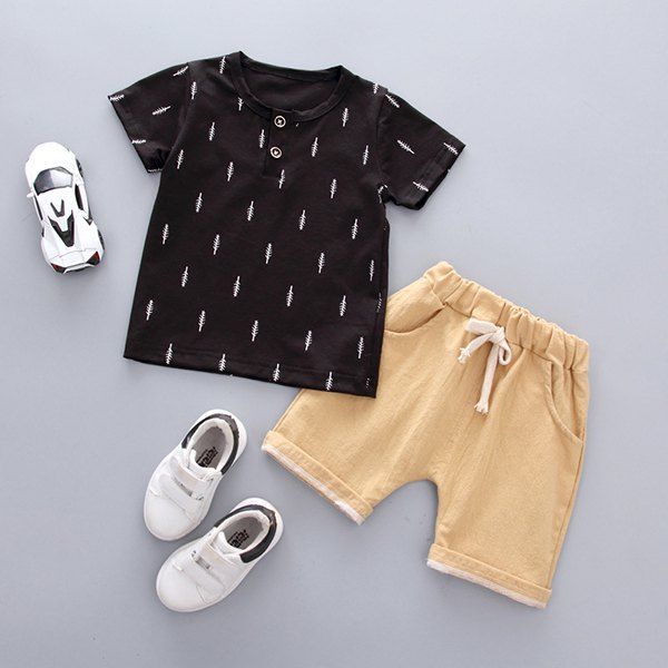 

Soft Material / Breathable Wearing Boy Short Sleeve Suit, Black