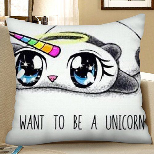 

Digital Print Unicorn Square Sofa Cushion Pillow Case, White