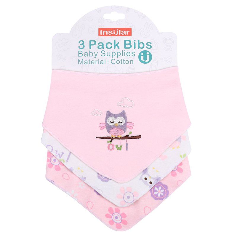 

INSULAR SU1006 Baby Cotton Triangle Saliva Towel 3pcs, Multi-d
