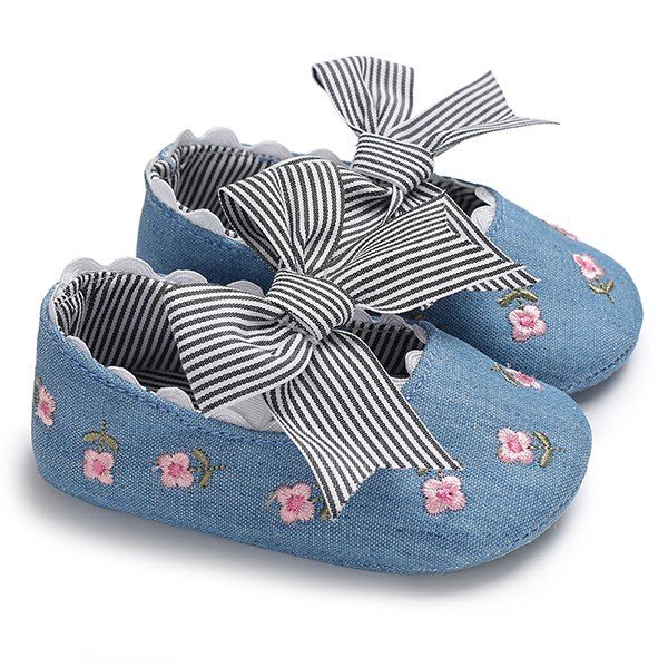 

C - 477 Spring Autumn 0 - 1 Year Old Girl Flower Non-slip Baby Toddler Shoes, Deep blue