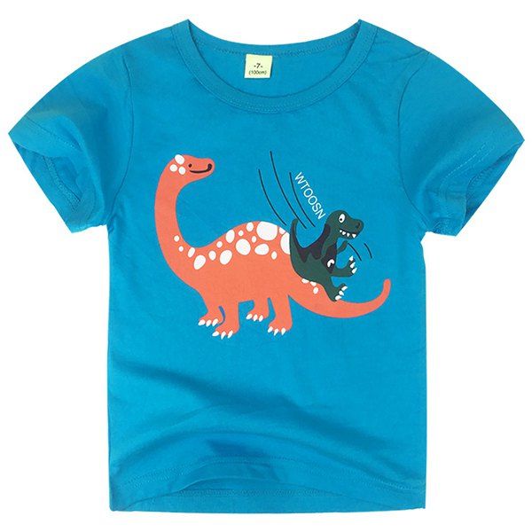 

BH - 01 Children's T-shirt Cartoon Dinosaur Bright Color Casual Short Sleeve Cotton, Blue