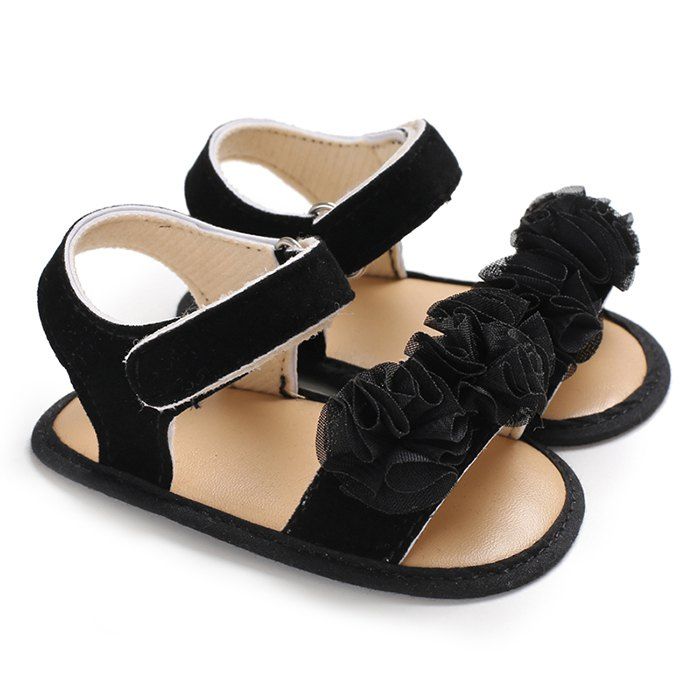 C - 525 Female Baby Sandals Silicone Bottom Non-slip Toddler Shoes, Black