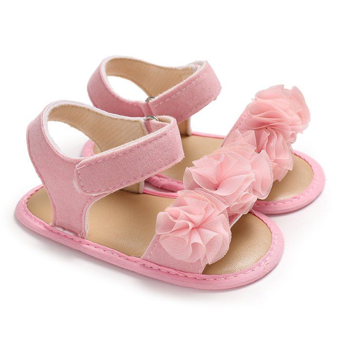 

C - 525 Female Baby Sandals Silicone Bottom Non-slip Toddler Shoes, Light pink