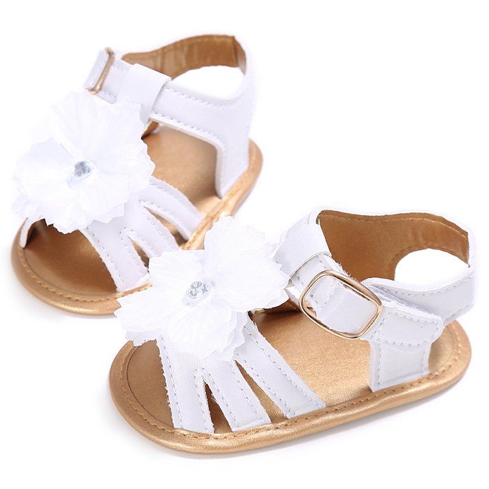 

912 Baby Casual Soft Sole Girls Flower Decoration Anti-slip Toddler Shoes for 0 - 1 Years Old, Gold