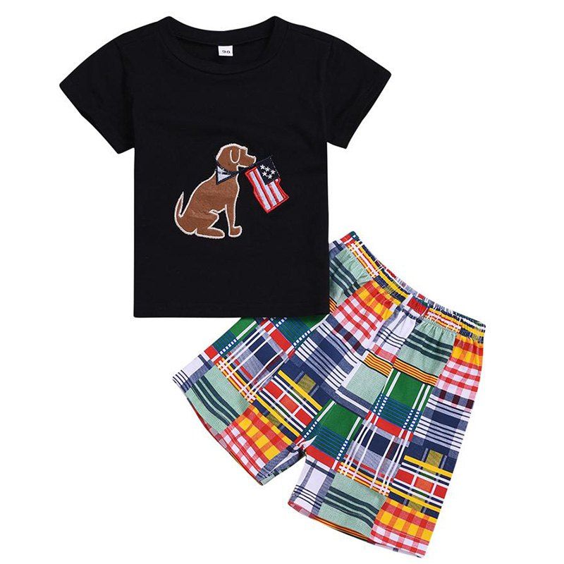 

Boy Short Sleeve T-shirt Shorts Suit, Black