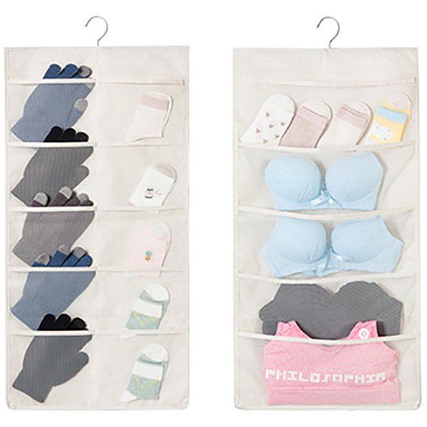 

Double-sided Multigrid Underwear Storage Hanging Bag, Beige