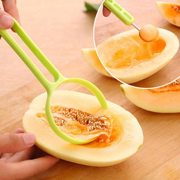 

2-in-1 Labor-saving Kitchen Watermelon Peeling Ball Digger Fruit Cut Tool, Mint green