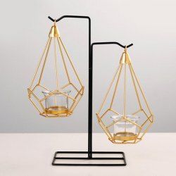 Geometric Wrought Home Candle Holder Decoration -  