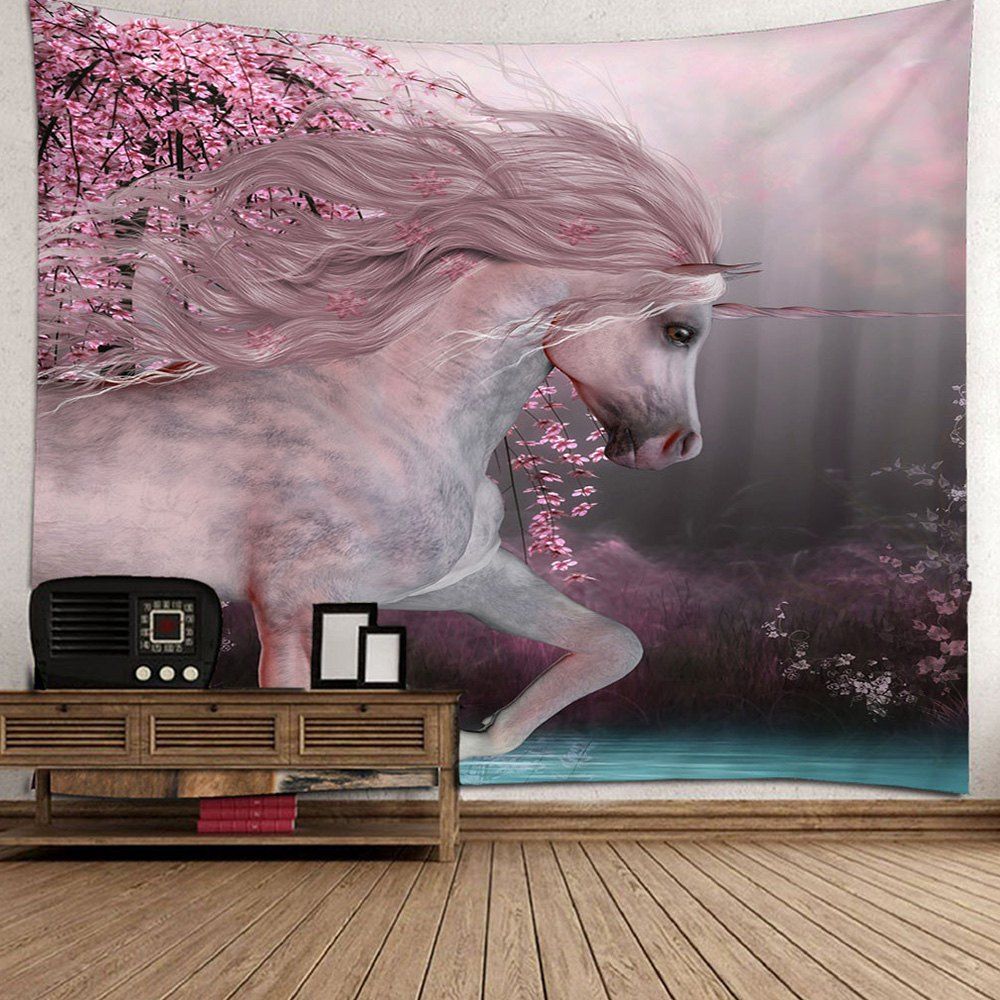 

Beautiful Unicorn Home Decoration Tapestry, Pink rose