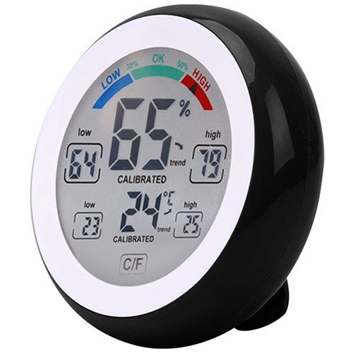 

Multifunctional Indoor Temperature and Humidity Meter LCD Electronic Touch Thermometer, Black