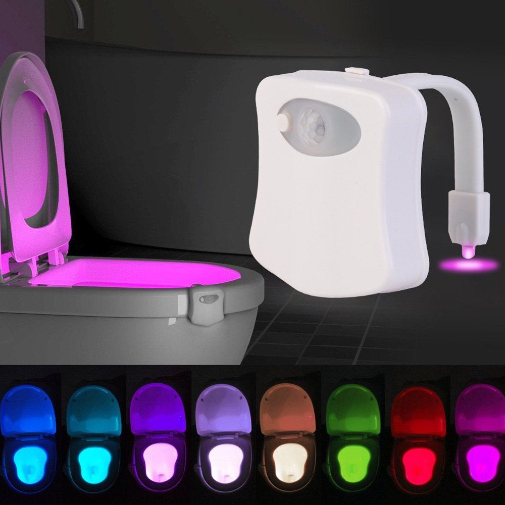 

8 Colors Smart Motion Sensor Closestool Toilet Seat LED Night Light, White
