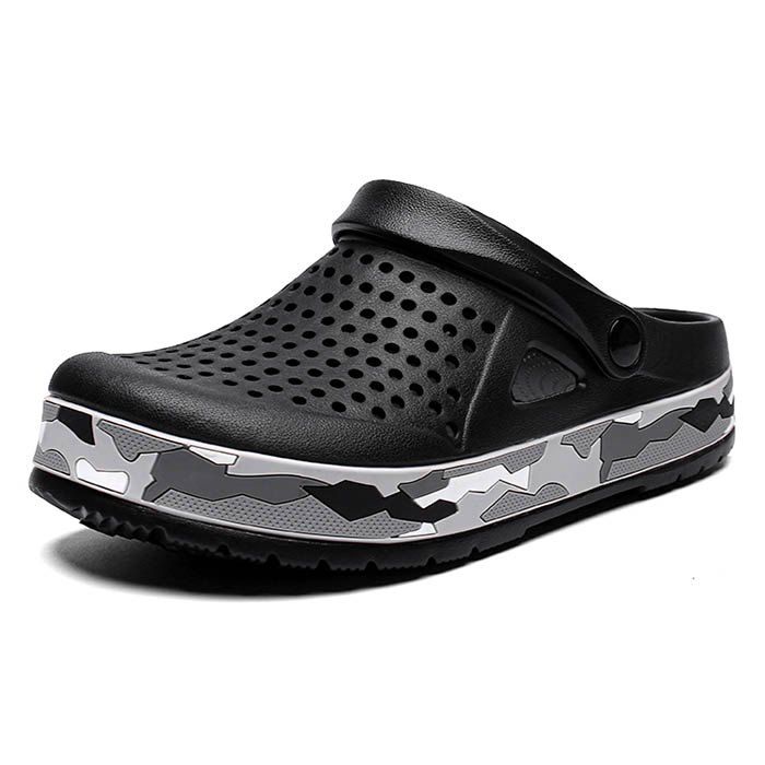 

AIALDUN Men's Fashion Personality Camouflage Nest Tunnel Beach Shoes, Black