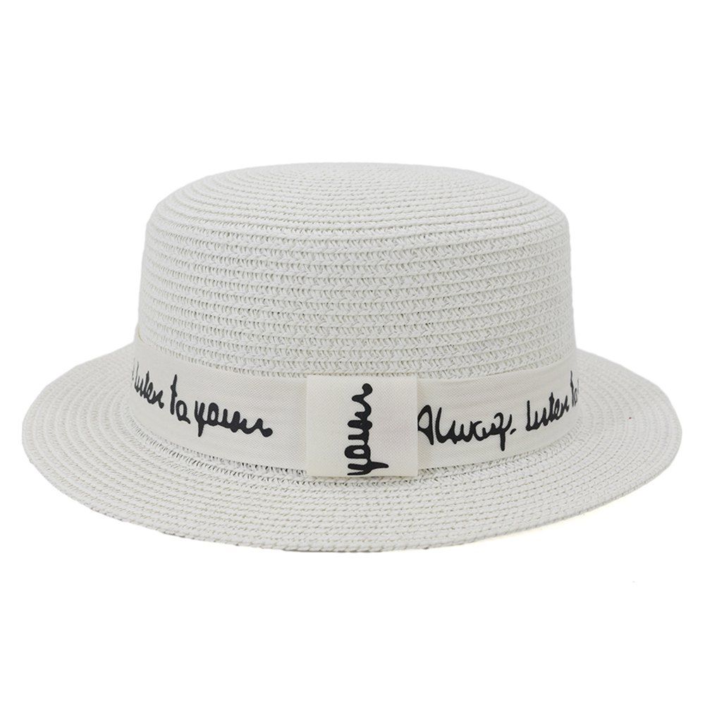 

XPD001Holiday Beach Hat Straw Hat Men and Women Flat-topped Sun Hat, White