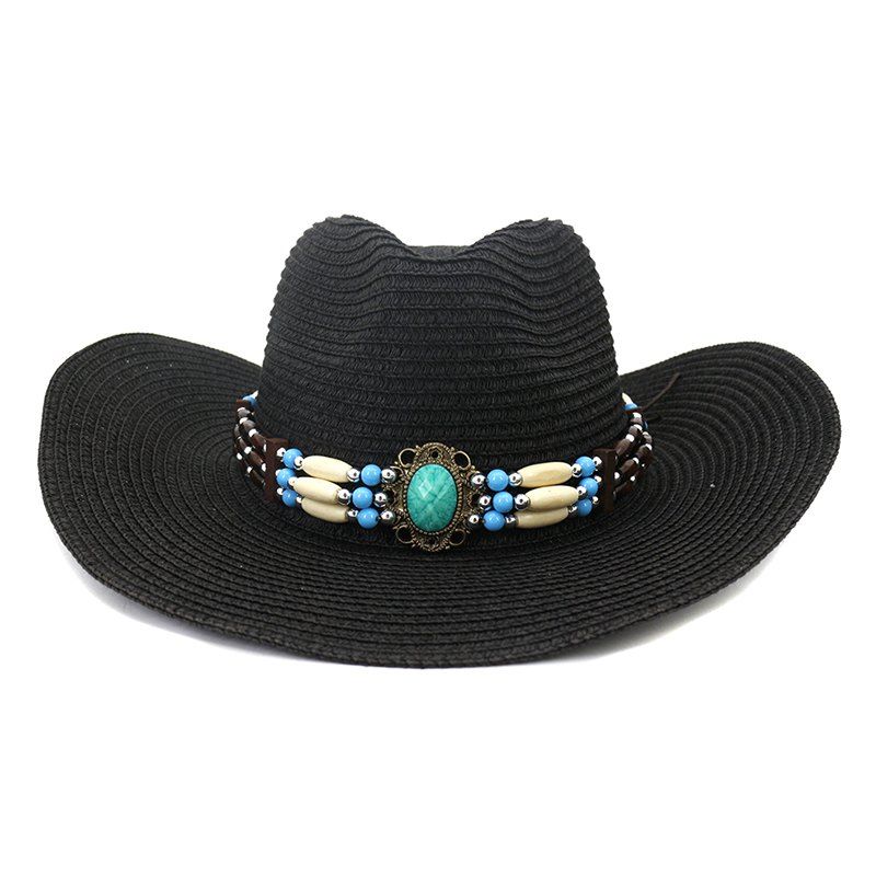 

NZCM095 Outdoor Men Women Hat Seaside Beach Sun Cowboy Hat, Black