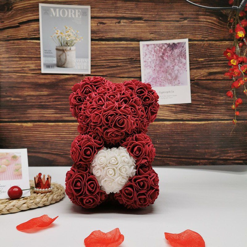 

40cm Christmas Decoration Color Blocking Flower Bear, Multi-a