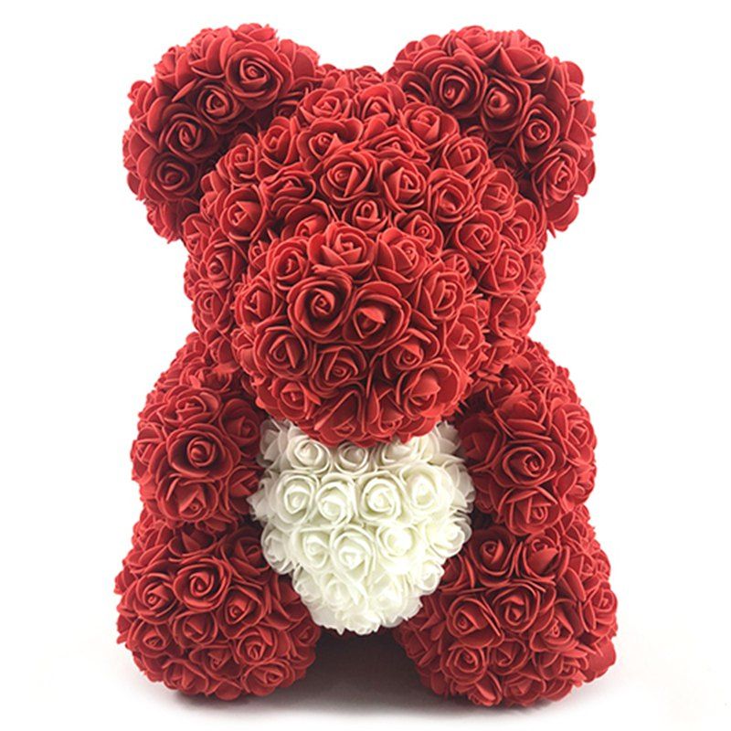 

40cm Christmas Decoration Color Blocking Flower Bear, Multi-b
