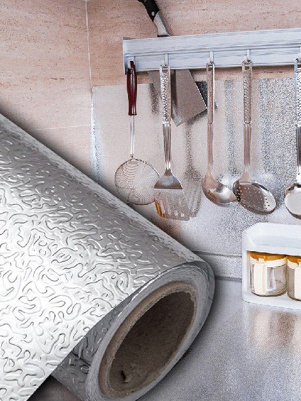 

Self-adhesive Waterproof and Oil-proof Kitchen Sticker Orange Peel Pattern, Silver