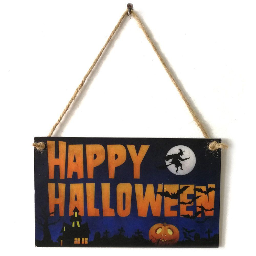 

JM00962 Wooden Halloween Scene Pattern Hanging Board Decoration, Multi