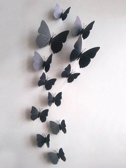 

12Pcs/Set Simulation DIY Magnet Butterflies 3D Wall Stickers, Black