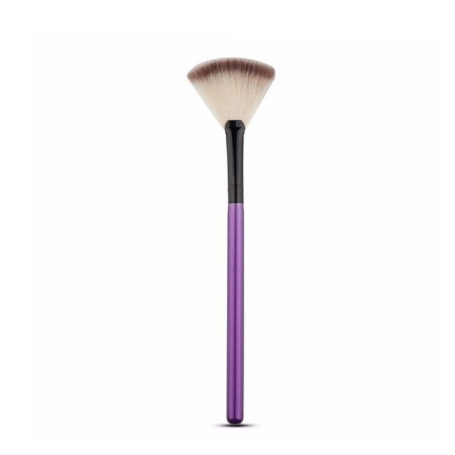 

Fanned Foundation Makeup Tool Loose Powder Contour Blush Brush Slim Grip, Purple
