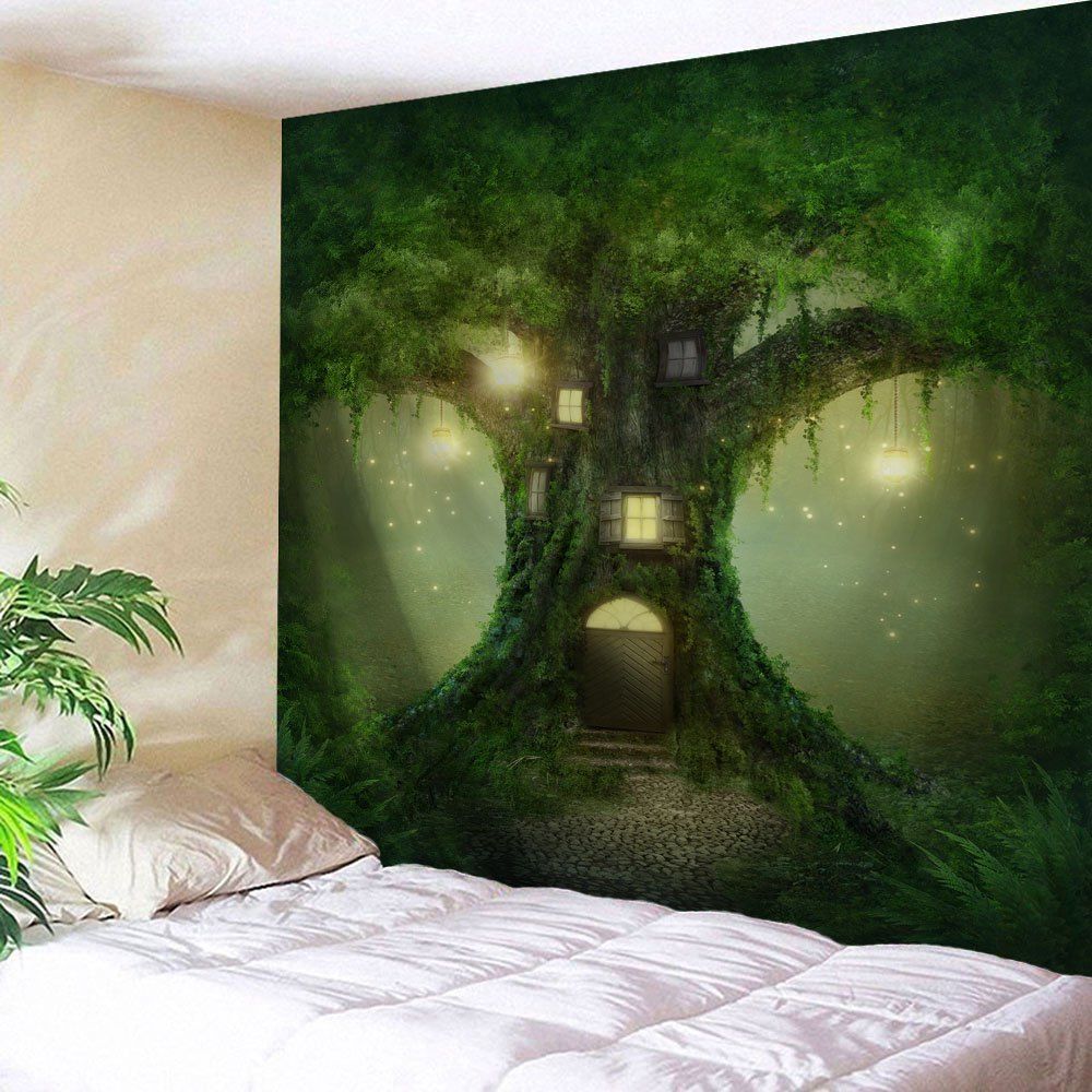 

Fairy Tree Home Decoration Wall Hanging Tapestry, Green